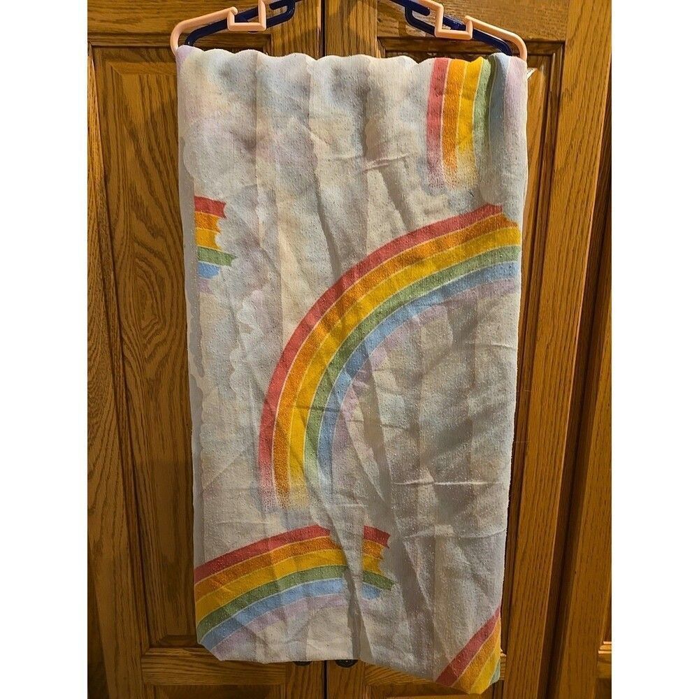 Vintage RN 64155 1 Full Bed Rainbow Cloud Flat Sheet 77 x 97" Unisex Vtg RARE